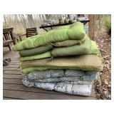 ASSORTED PATIO CHAIR CUSHIONS, NEED CLEANED