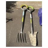 TWO GARDENING TOOLS W/ PLANTING SHOVEL