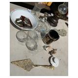 CAKE LIFTER, FOSTORIA FOOTED DISH, ETC.