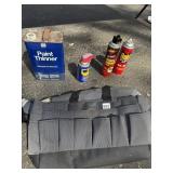 TOOL BAG, PAINT THINNER, WD-40, RAID, ETC.