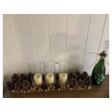 TRIO PINECONE CANDLE HURRICANE SET WITH GRAPE