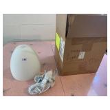 FROSTED SHADE SWAG LIGHT WITH ELECTRICAL OUTLET