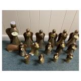 COMPLETE SET OF 15 COPPER ANGEL CANDLE HOLDERS