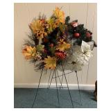TWO CEMETERY WREATHS WITH STANDS
