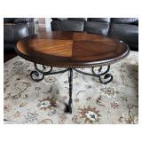 CINNAMON WALNUT FINISH BURLED IRON BASE COFFEE