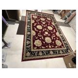 BURGUNDY AREA RUG W/ BRIGHT COLOR ACCENTS - 10
