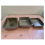 THREE STAINLESS SQUARE PANS