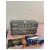 22 DRAWER STORAGE CONTAINER (EMPTY) AND TWO OPEN