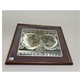 22" X 25" GOLD FOIL WORLD GLOBES UNDER GLASS