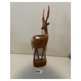 CARVED WOOD GAZELLE ANTELOPE WOOD FIGURE 12" H