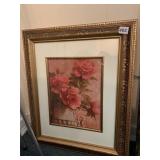 GOLD FRAMED PICTURE OF PEONY ARRANGEMENT