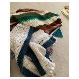 TWO HAND-CROCHETED THROW BLANKETS