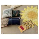 COUCH THROW PILLOWS AND MICROWAVE POTATO SACKS,