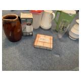 BRWON HULL PITCHER, BRAUN COFFEE GRINDER AND ASST