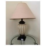 RESIN TABLE LAMP W/SHADE