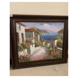OIL PAINTING ON CANVAS COASTAL VILLA SCENE 26X30