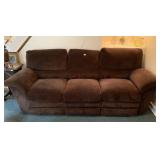 LARGE BROWN COUCH WITH SIDE RECLINERS