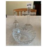 UNMARKED CRYSTAL BOWL, CROSS AND BELL