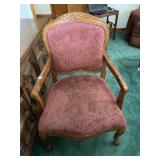 CARVED WOODEN UPHOLSTERED ARMCHAIR (NEEDS