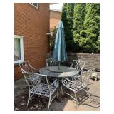 GLASS TOP OUTDOOR LAZY SUSAN TABLE WITH 4 METAL