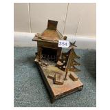 CHRISTMAS LOG CABIN COPPER MUSIC BOX
