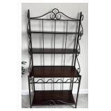 BAKERS RACK METAL W/ WOOD SHELVES 71" H X 36" W X