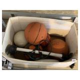 SCHWINN BICYCLE TIRE PUMP AND SEVERAL BALLS