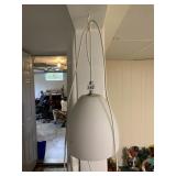FROSTED SHADE SWAG LIGHT WITH ELECTRICAL OUTLET