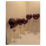 BURGUNDY STEMMED WINE GOBLETS