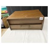 WOOD SILVERWARE CHEST W/ LOWER DRAWER