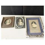 FRAMED TIN TYPE, VINTAGE PHOTOS