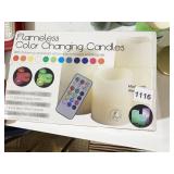 FLAMELESS COLOR CHANGING CANDLE SET W/REMOTE IN