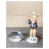 HUMMEL BOY WITH TOOTH ACHE, DAMAGED, GLASS EGG