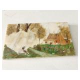 PAINTING ON MARBLE BY FRED STEINER 4.5 X 8