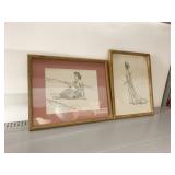 FRAMED DRAWINGS BY NANCY MERRILLE 92 & 93