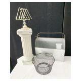 COLUMN, WIRE BASKET AND TIN MAIL HOLDER