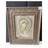 VIRGIN MARY & JESUS CHRIST RAISED ICON 18.5 X