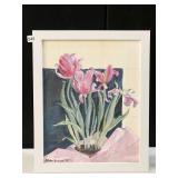 PAINTING ON CANVAS FLOWER SCENE BY HAMLIN 18 W X