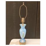 VINTAGE LAMP HAND PAINTED LIGHT BLUE,24" H