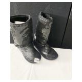 SIZE 9 BLACK SEQUIN BOOTS LIGHT WEAR
