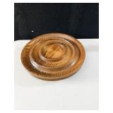 WOODEN GLASS DOME HOLDER 9"