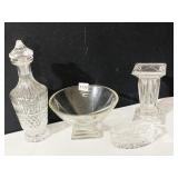 WATERFORD CRYSTAL BOWL SQUARE BASE, DECANTER,