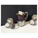 RUBY FLASH GETTYSBURG PA CREAMER AND TWO CANDLE