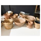 TERRA COTTA PLANTERS IN VARIOUS SIZES AND WICKER