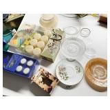 ASST TEALIGHTS AND VOTIVE CANDLES, PLATES VINTAGE