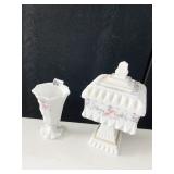 WESTMORELAND COVERED CANDY AND VASE