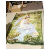 ANGEL GIRL HOLDING KITTEN THROW