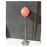 VINTAGE ROUND BALL ASHTRAY ON CAST IRON STAND