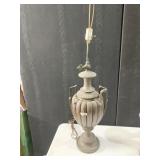 METAL LAMP DOUBLE HANDLES HEAVY 35" TO FINIAL,