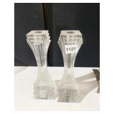 LEAD CRYSTAL CZECH REPUBLIC PAIR OF CANDLE